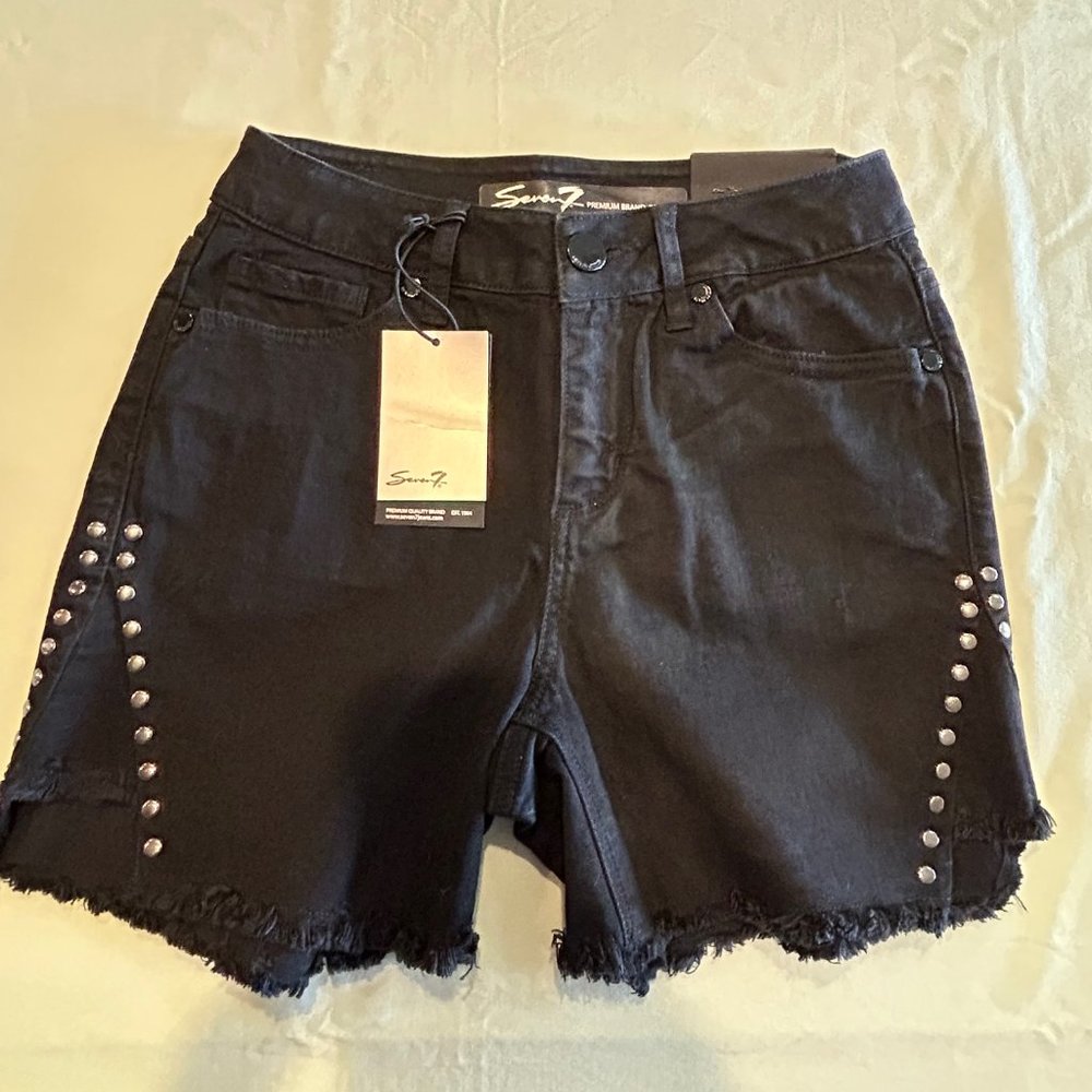 Seven 7 Black Denim Studded Shorts Size 4